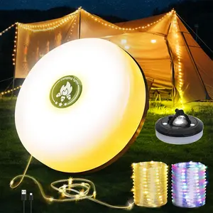 1-Pack Camping String Lights | Rechargeable 4 in 1 Quick Storage 32.8FT Tent Lights with 8 Modes | Hanging Waterproof LED Lamp for Outdoor Patio Garden Party | Christmas Holiday Decor - Camping Gear
