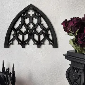 Gothic Pattern /gold Church Window Decor, Spooky Horror Home Decoration, Victorian Gothic Design, Dark Gothic Wall Art