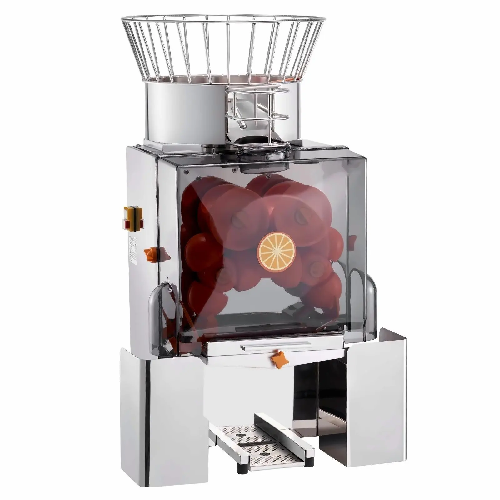 Orange Juicer Machine, 120W Commercial Juice Extractor, Automatic Feeding, Stainless Steel, 25 Oranges/Minute, Large Capacity, Easy Clean, for Restaurant, Home Use Default
