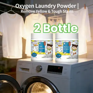 2 Bottle 🔥Stain Remover Oxygen Laundry Powder | Whites Brighter, Colors Fresher🧼Must-Have for Home! Powerful Stain Removal Laundry Powder，Hyper Concentrated Strong Stain Remover Powder for Clothes, 500g Chlorine-Free Formula, Safe on Everyday Fabrics