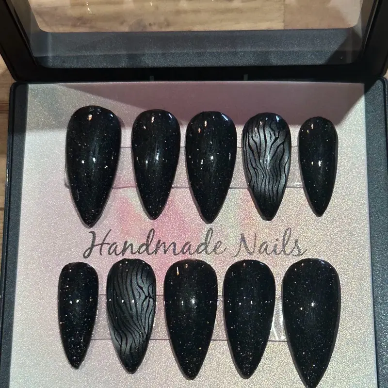 The Little Black Set - Press On False Nails, Beauty & Personal Care Nail Art Decoration Accessories short almond trendy gift bridal shower almond stiletto square coffin