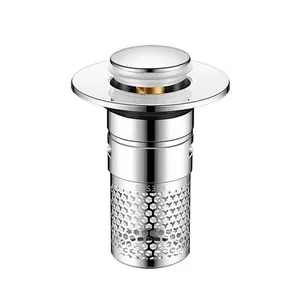 2PCS Stainless Steel Floor Drain Filter Washbasin Plug Anti Odor Pop-Up Bounce Core Basin Stopper Hair Catcher Shower Sink Strainer