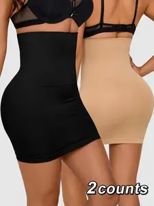 Women's Solid High Waist Shapewear Petticoat, Tummy Control Butt Lifting Shapewear Skirt, Ladies Shapewear Bottoms for All Seasons, Minimalist