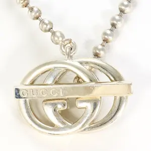 Pre-owned GUCCI Sterling Silver 925 (Ag925) Small Leather Goods Interlocking G 925 Necklace