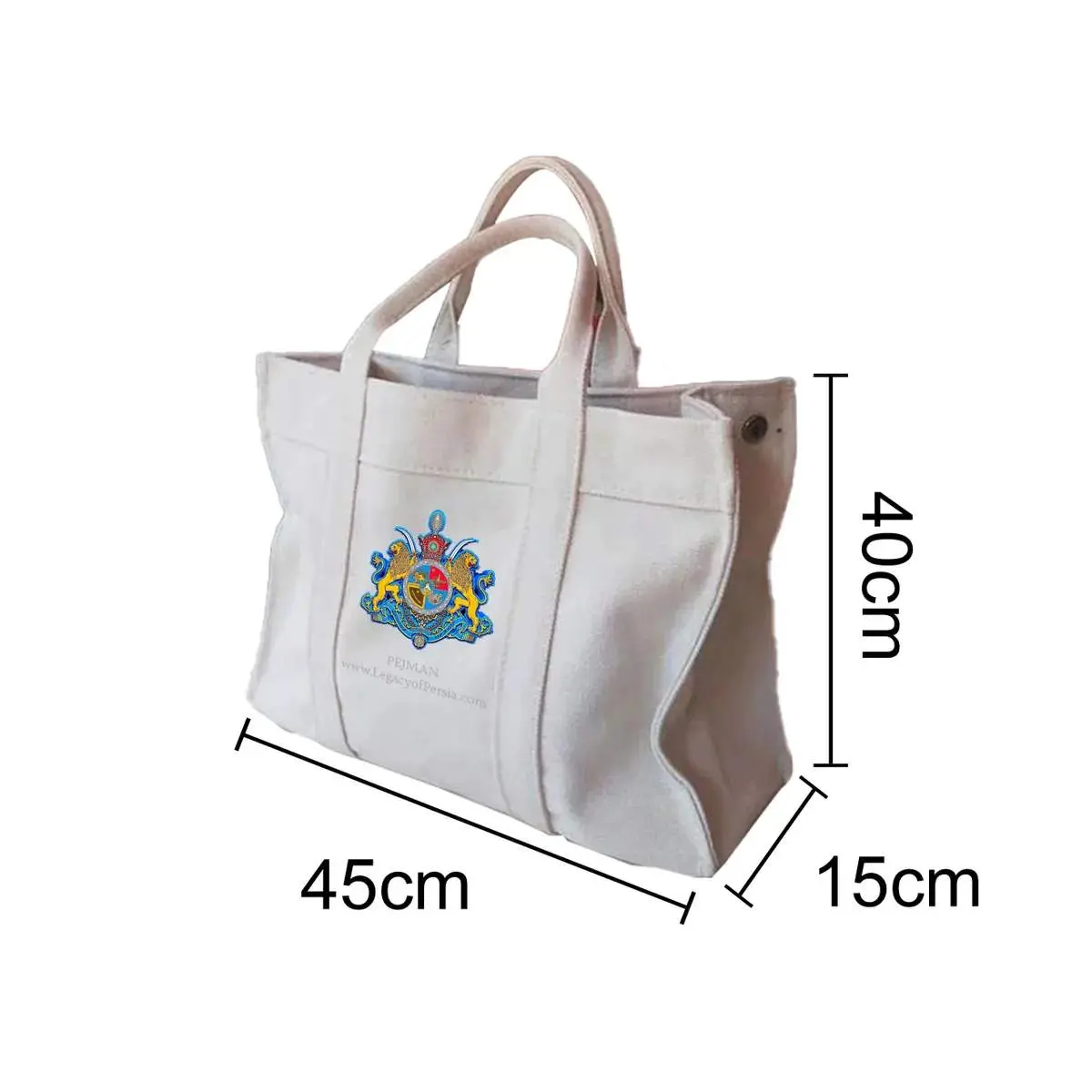 PAHLAVI Large 100% Natural Organic Cotton Canvas Totes Hand Bag 3 Options SHIRO KHORSHID SHAHBANOU 16oz 100% Cotton L45xW15xH40cm Hand Wash Only