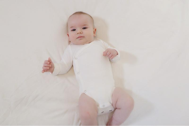 Scandinavian Designed Baby Bodysuit Long-Sleeve Unisex 100% Organic Cotton with Double Snap Room-to-Grow Feature, White, 100% Organic Cotton