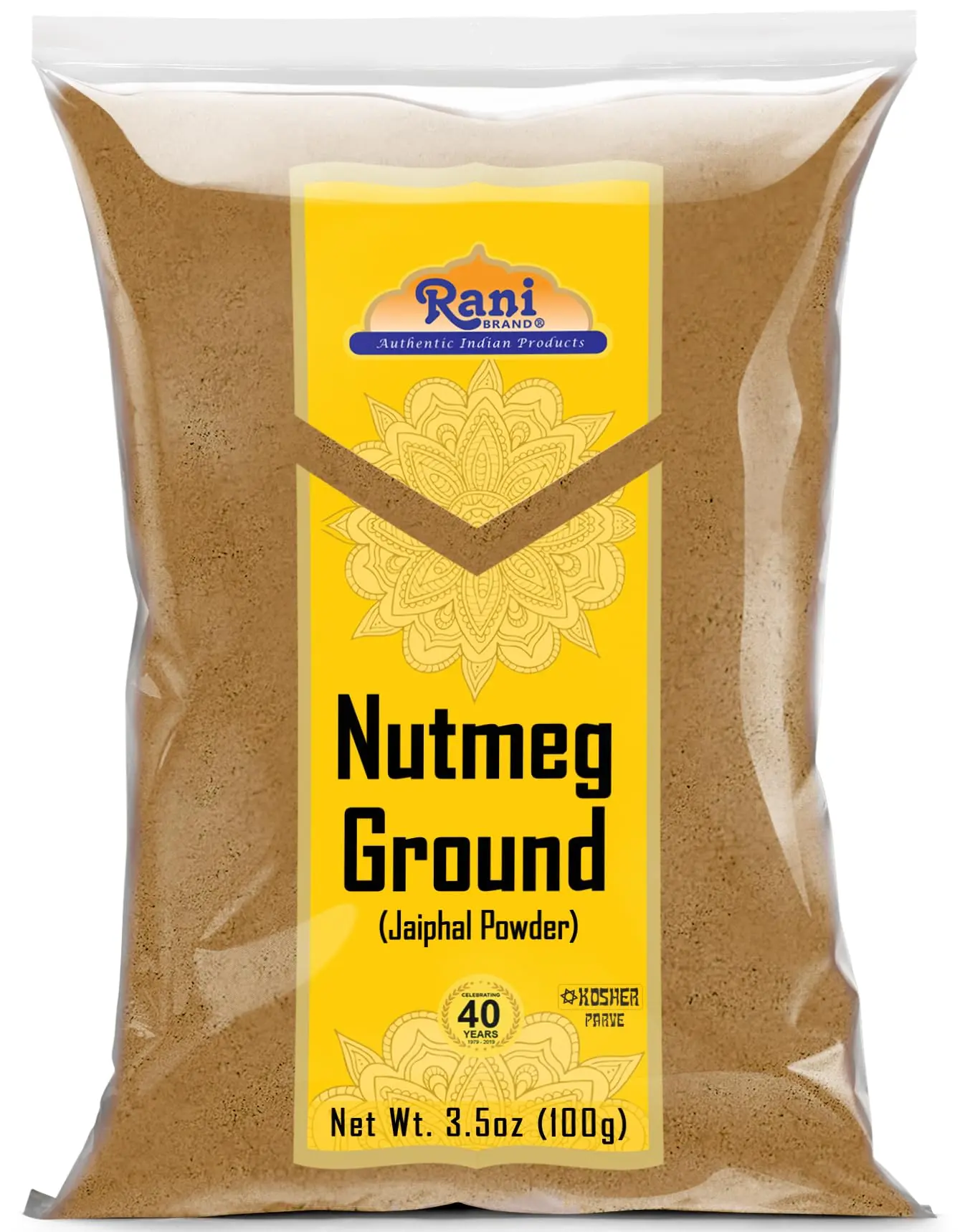 Rani Nutmeg (Jaiphul) Ground Powder Spice 3.5oz (100g) ~ Perfect for Baking, Cooking, Smothies, Lattes & Dessert, All Natural | Vegan | Gluten Friendly | NON-GMO | Kosher | Indian Origin