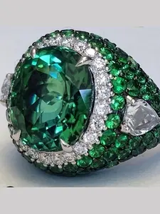 Elegant Artificial Zircon Ring for Women & Men, Fashionable Luxury Wedding Engagement Party Jewelry Gift, Universal Style Accessory, Statement Rings