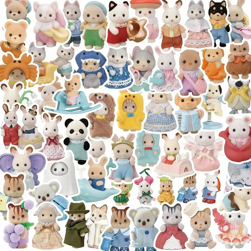 51pcs/set Cute Animal Decorative Sticker, Cartoon Animal Pattern Sticker, DIY Personalized Decals for Water Bottle, Laptop, Phone Case, Scrapbooking, Journal Making, Kawaii Stickers
