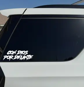 Con Dios Por Delante Vinyl Car Sticker Adhesive Decal - Clear Printed Message for Personalized Vehicle Decoration