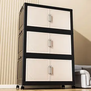 Mobile Storage Cabinet Organizer, Plastic Snack Box for Home Use, Baby Closet & Bedroom Organiser, Stackable Storage Cabinet, Jianmei A5001 Mocha Model Xinghao