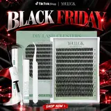 YOULUCK Velvet Touch Cluster Lashes Kit - 3D False Eyelashes & Adhesives, Waterproof Dramatic Eyelash Extensions, Ultra-Thin Band, Bond, Seal, Remover, Tweezer, Beginner-Friendly Beauty Cosmetic for Girls,familyfun