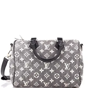 Pre-owned Louis Vuitton Denim Shoulder Bags Speedy Bandouliere Bag Monogram Jacquard 25 by Rebag