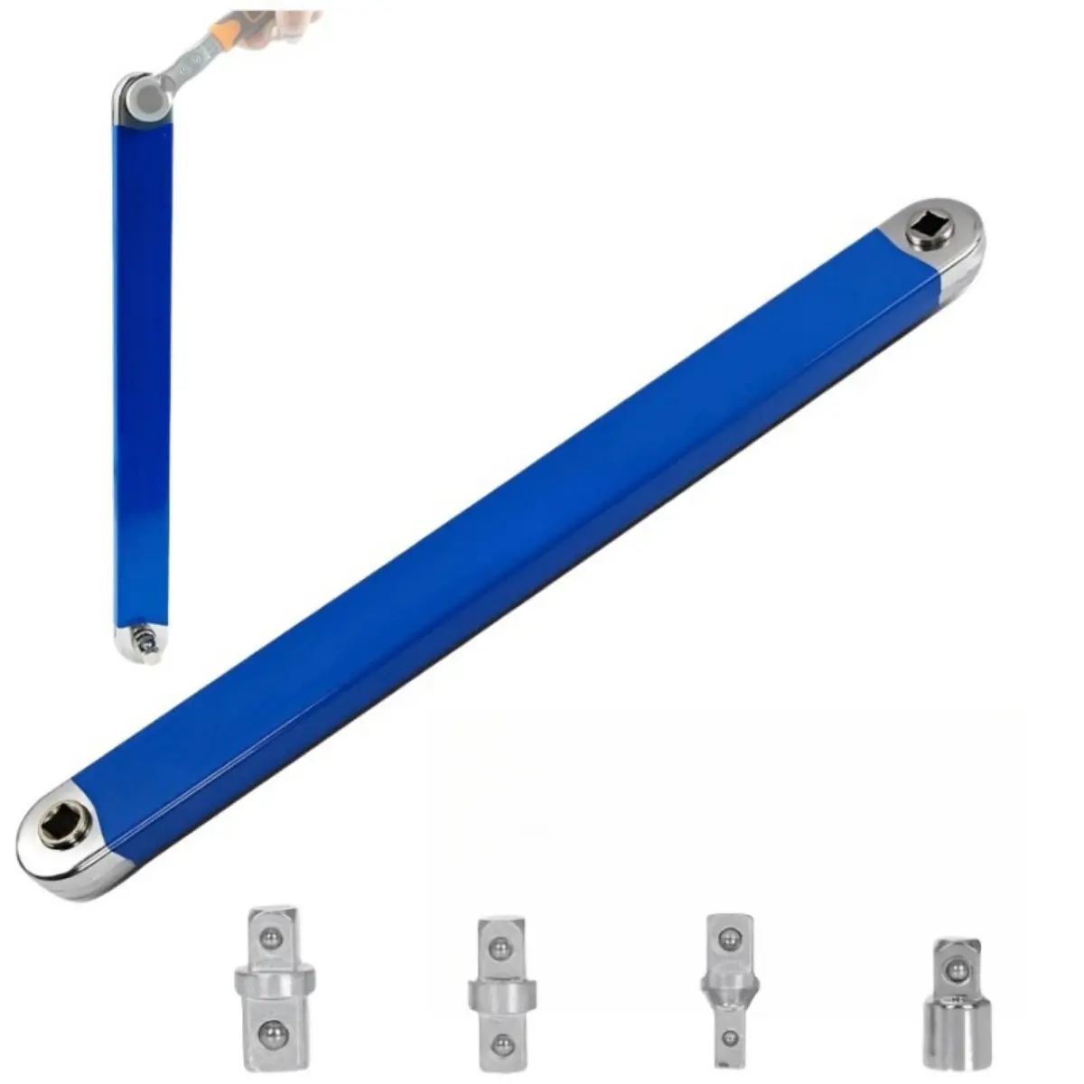 Upgraded Impact Ready Offset Extension Wrench, Tight Reach Extension Wrench Set, with 1/2", 1/4" and 3/8" Square Drive Adapters, Universal Extensions Wrench for Small Place,Good choice of Christmas gifts for boys
