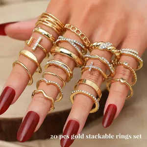 WIFE Gold Knuckle Rings Set for Women – Dainty & Trendy Stackable Rings for Thumb & Knuckle, Mixed Sizes, WIFE KISS Engraved