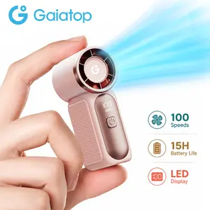 [15H Long Battery Life | 1-100 Speed Turbo] GAIATOP HF-18 Super Mini Handheld Fan, Portable Pocket Fan with Digital Display for Eyelash & Makeup Drying, Hot Flashes, USB Rechargeable Travel Accessory, Gift