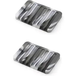 Household daily necessities 2PCS Self Draining Soap Dishe, Premium Silicone Soap Holder, for Shower, Bathroom, Kitchen, Bath Tub, Sponges, Keep Soaps Bars Dry Clean, Easy Clean, Extend Soaps Life (Gray White)