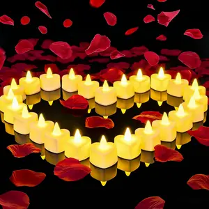 Romantic Night For Her Set, 1000Pcs Artificial Rose Petals | 24Pcs Battery Candles, Heart Tea Lights Candles for Romantic Night, Valentine, Wedding, Anniversary Table Decorations halloween decor Bathroom