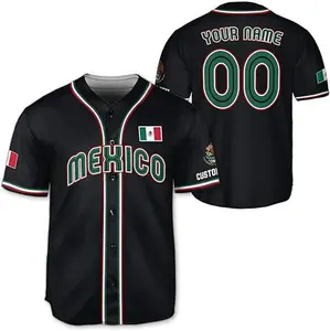 Custom Mexico Baseball Jersey – Personalized Name Number Mexican Flag Fan Shirt Button Up for Men Women