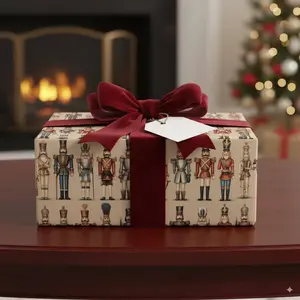 Christmas Gift Wrap Nutcracker Toy Soldier Gift Wrapping Paper Festive Green Beige Wrap Tan Xmas Detailed Soldiers Holiday Gift Wrap Roll