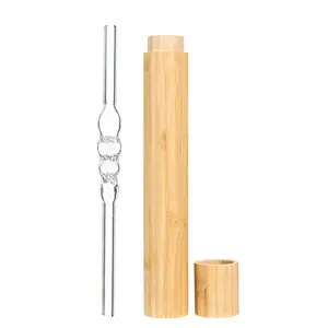 Glass Vortex Straw Structured Water Device – Point of Use Water Structuring Straw with Bamboo Travel Case - Enhanced Pure Hydration