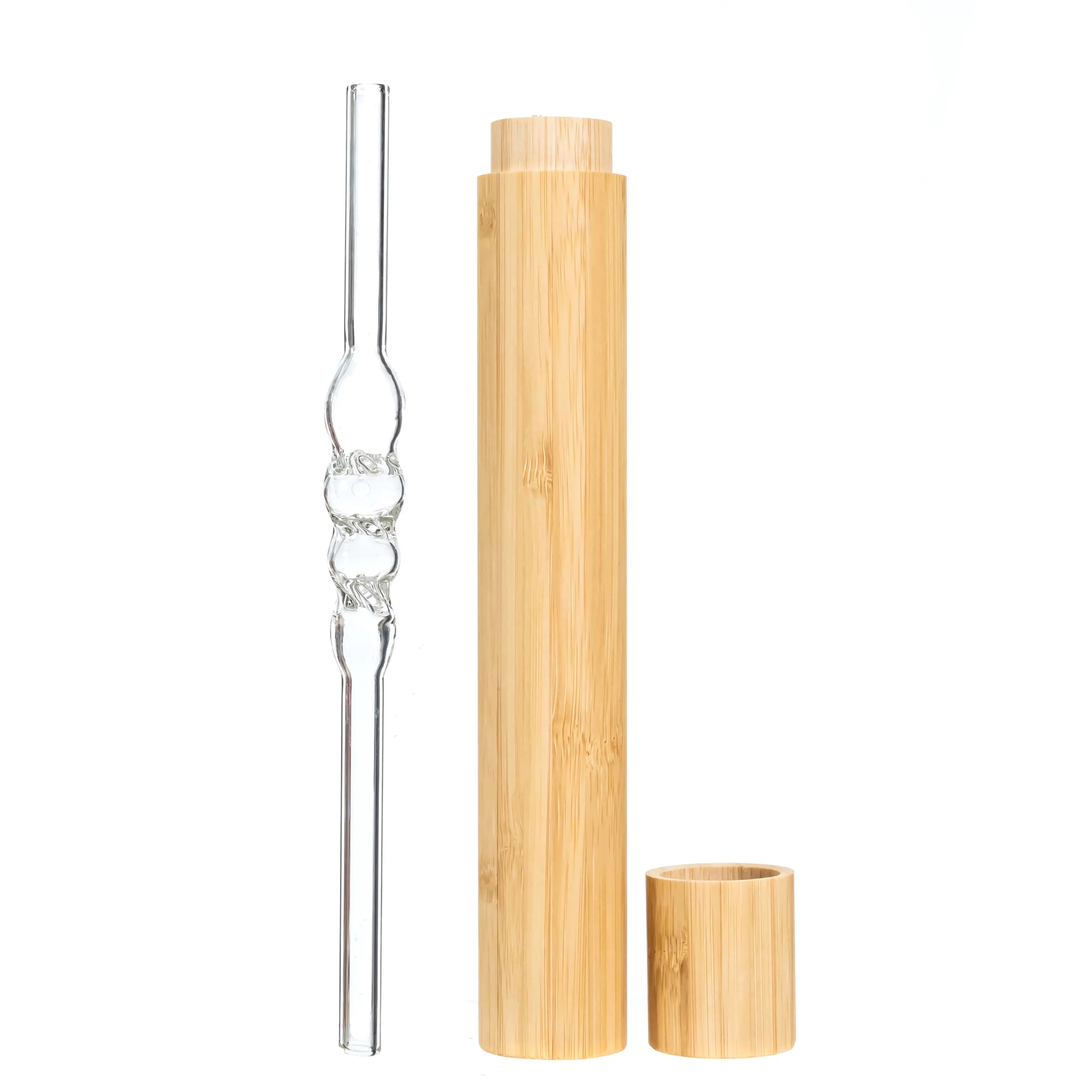 Glass Vortex Straw Structured Water Device – Point of Use Water Structuring Straw with Bamboo Travel Case - Enhanced Pure Hydration