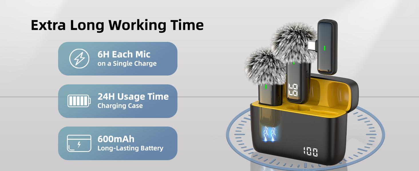 Wireless USB Microphone — Compatible with PC, Laptops, iPhone, and Android Devices — Wireless Lavalier Microphone with Noise Cancellation and 24-Hour Charging Case Wireless USB Microphone — Compatible with PC, Laptops, iPhone, and Android Devices — Wireless Lavalier Microphone with Noise Cancellation and 24-Hour Charging Case