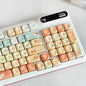 Cute PBT Orange Soda Pattern Keycap, 131 Keys Orange Theme Keyboard Covers , Mechanical Keyboard Case, Cute Kit Customized Keycap, Modern Cozy Keycap Set for Women, Accessories for Keyboard Cover, Cute Computer Accessories