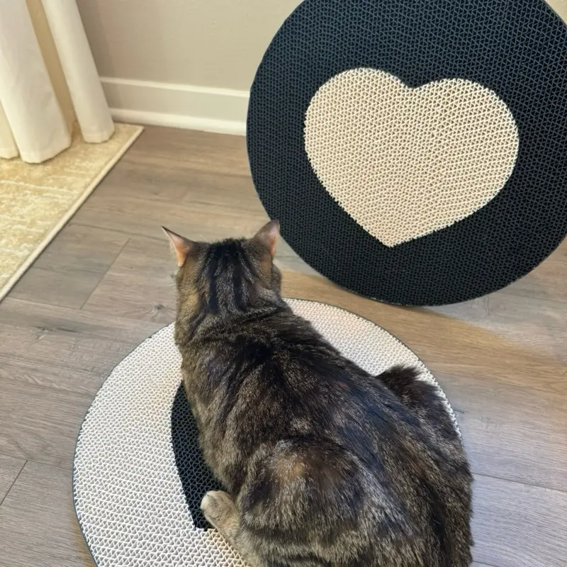 HeartCore White Heart Cat Scratcher - 41cm Diameter & 2cm Thick - Pet Playtime Accessory