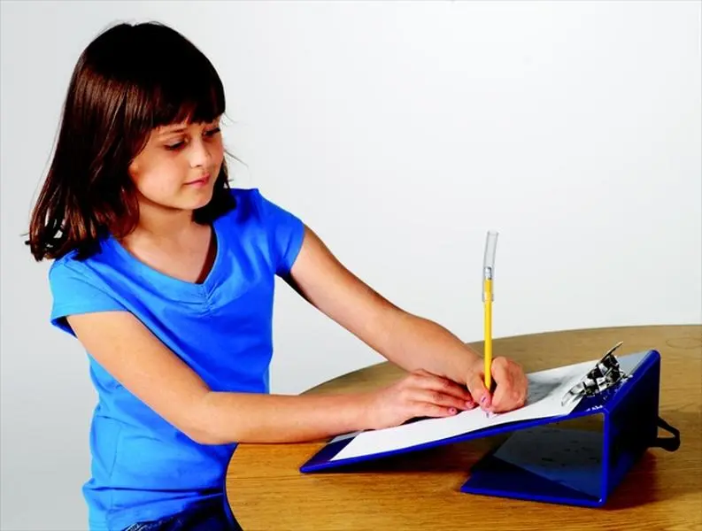 Abilitations Slantscript Bigboard - Dark Blue, 13 h x 15 w, Light-Weight Plexiglas, for Reading, Enhances Good Visual Tracking & Fine-Motor Skills (Model 026258)