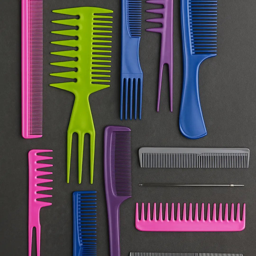 10-Piece Wide-Tooth Professional Multi-Type Hair Comb Set for Curly Hair Dandruff Remover - US Hair Dye Brush & Styling Tools for Detangling & Precision Application - Versatile Hair Care Kit Grippy Sock