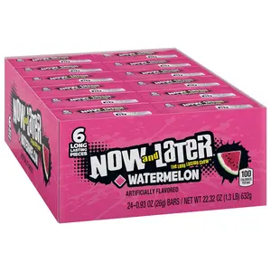 Now and Later Candy, Watermelon Flavor, 0.93 Ounce Bars (Pack Of 24)