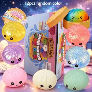 12pc Cute expression big bun decompression toy, relieves anxiety, dough decompression toy, soft TPR material, decompression artifact, unboxing surprise, holiday gift creativity, cute desktop accessories for office workers