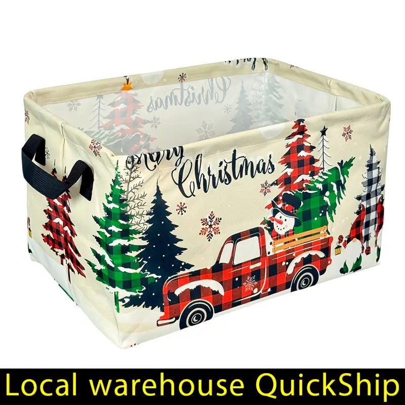 Christmas Laundry Basket with Merry Christmas Text - Extra Large Foldable Hampers, Heavy-Duty Polyester Clothes Bin for Bathroom, Kitchen, Holiday Decor - Space-Saving Gift for Christmas, Birthdays, Housewarming - Festive Red, Green, Black, White Colors
