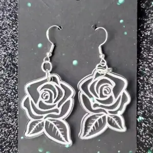 Clear Acrylic Rose Earrings