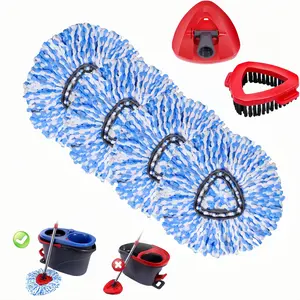 O-Cedar Rinse Clean 2 Tank Mop 3PC Spin Mop Heads & Scrub Brush Refills Microfiber Replacement for O-Cedar RinseClean 2-Tanks System Deep Clean 99% Dust Removal