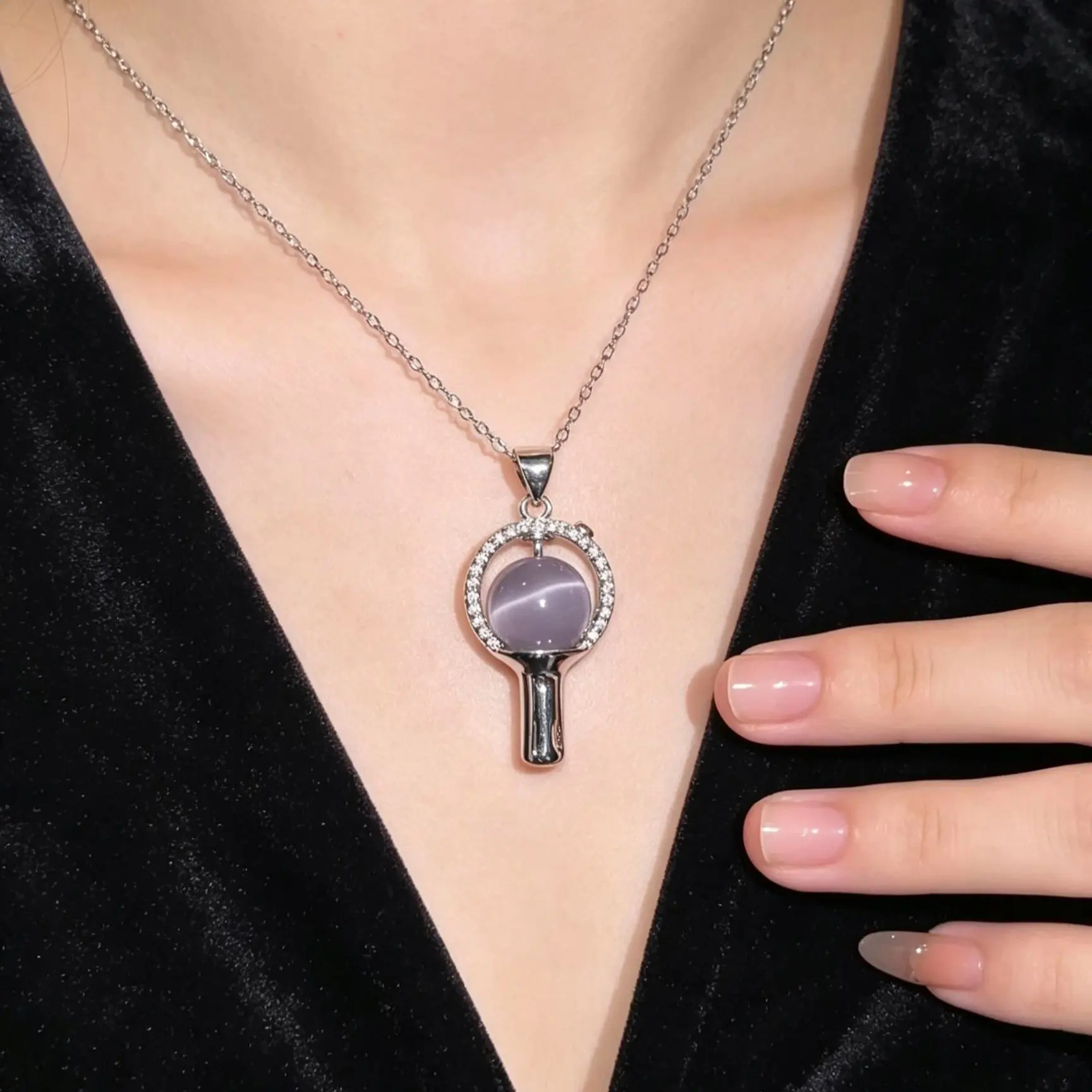 ActivePulse US KPop Light Stick Silver Plated Minimal Choker Clavicular Necklace, Korean Aesthetic Fandom Jewelry Gift For Women, Necklace Only No Box