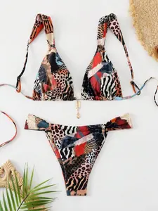 Swim Vcay Women's Summer Beach Leopard Print Sexy Bikini Set, Random Print