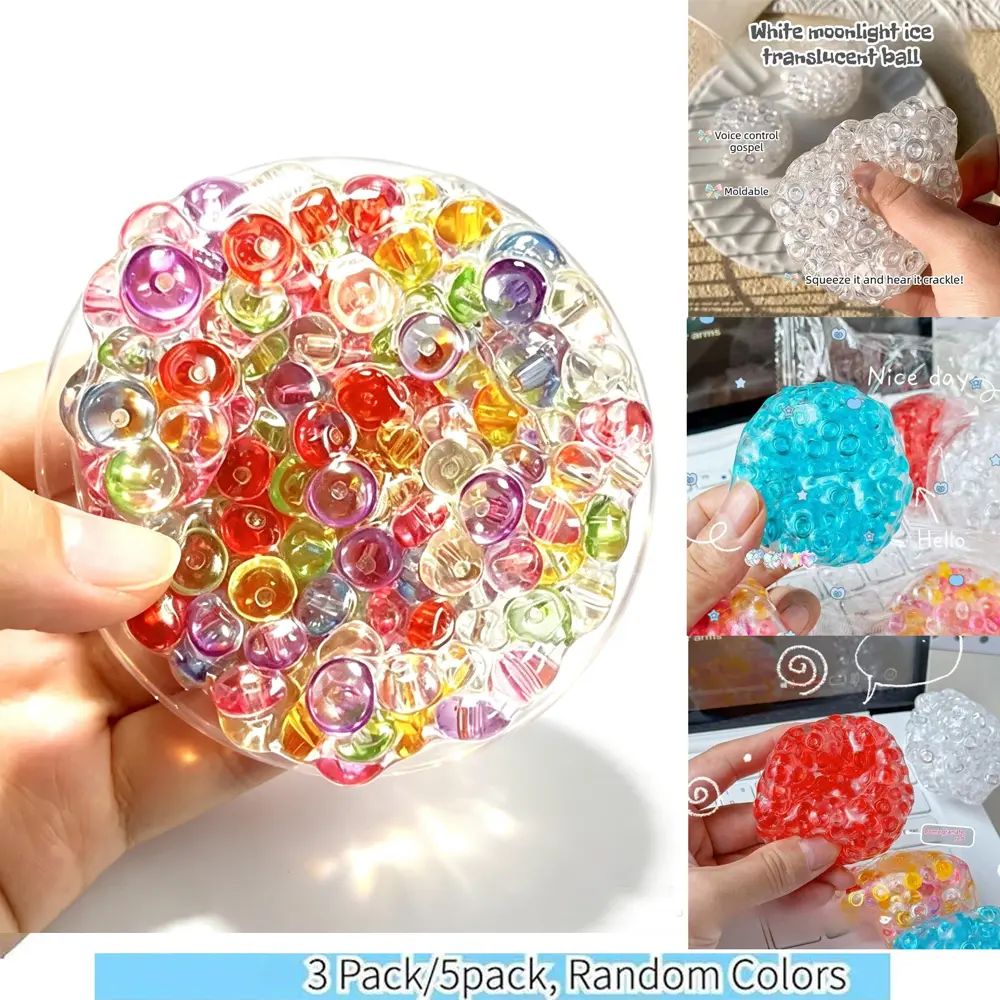 Random Color Popping Beads Squeeze Toys — 3-Pack/5-Pack Crunchy Sensory Stress Relief Handmade Popping Balls for Anxiety Relief Fun Birthday & Easter Gifts