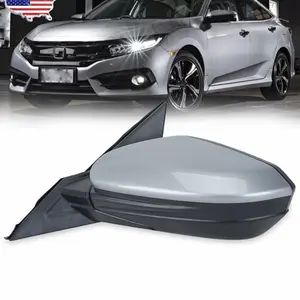 Lunar Silver Metallic Left Side Mirror For Honda Civic 2016-2021 Manual Fold LH