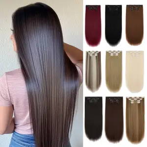 Cephemer Clip in Hair Extensions 4pcs 20inches Straight Hair Extensions for Thin Hair Synthetic Hairpieces for Women Easy to Wear All Day Comfort for Daily Party Black Friday & Christmas