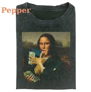 Rich Mona Lisa Meme T-Shirt, Money Stack Art Parody Tee, Funny Streetwear Graphic Shirt, Viral Renaissance Mashup, Crew Neck T-Shirt, Streetwear Short Sleeve Tshirt, Unisex Menswear Womenswear Top
