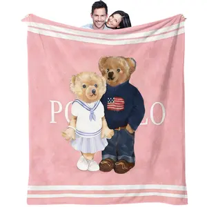 Bear Pattern Blanket, Daily Holiday Birthday Gift For Kids And Adults, Giftable Blankets, Soft Comfy Blanket, Soft, Warm And Lightweight Plush Blanket, Suitable For Bed, Sofa, Car, Room Decoration