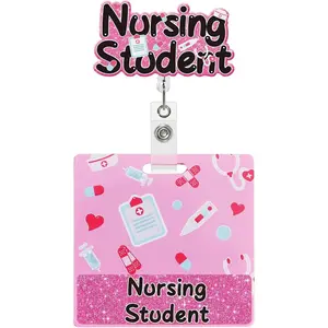 Nursing Student Retractable Badge Holder Reels and Buddy, Nurse Nursing Name Tag Card with ID Clip, Nursing School Student Accessories for Work Nurses Gifts