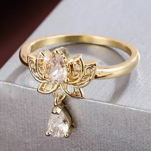 Elegant Lotus Flower Gemstone Pendant – Minimalist Necklace for Women