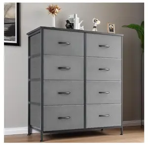 Dressers with 8 Fabric Drawers, Drawer Cabinet for Kitchen, Office, Hallway, Grey