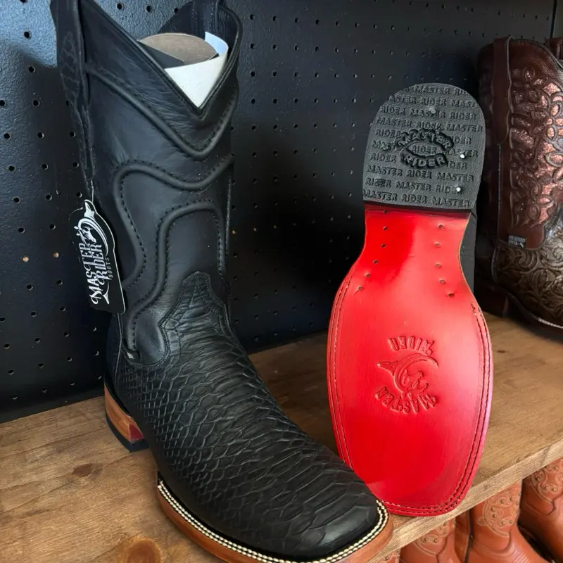 Black boots red bottoms boots 100% Leather