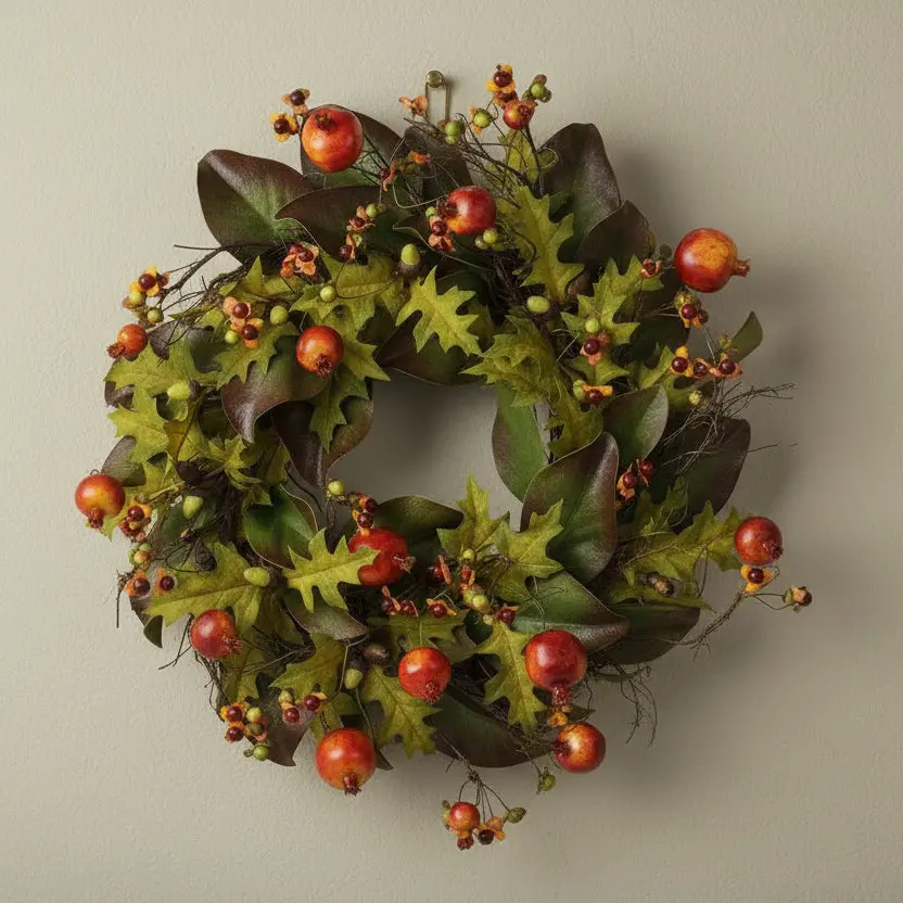 25" Magnolia Leaf & Pomegranate Wreath
