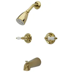 212 MAIN Modern 2-Handle Pressure-Balanced Washerless Tub & Shower Faucet, Decor Lever Handles, Polished Brass Shower System