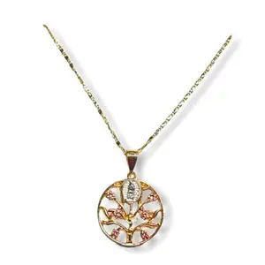 Virgin with roses pendant necklace in 18k of gold plated